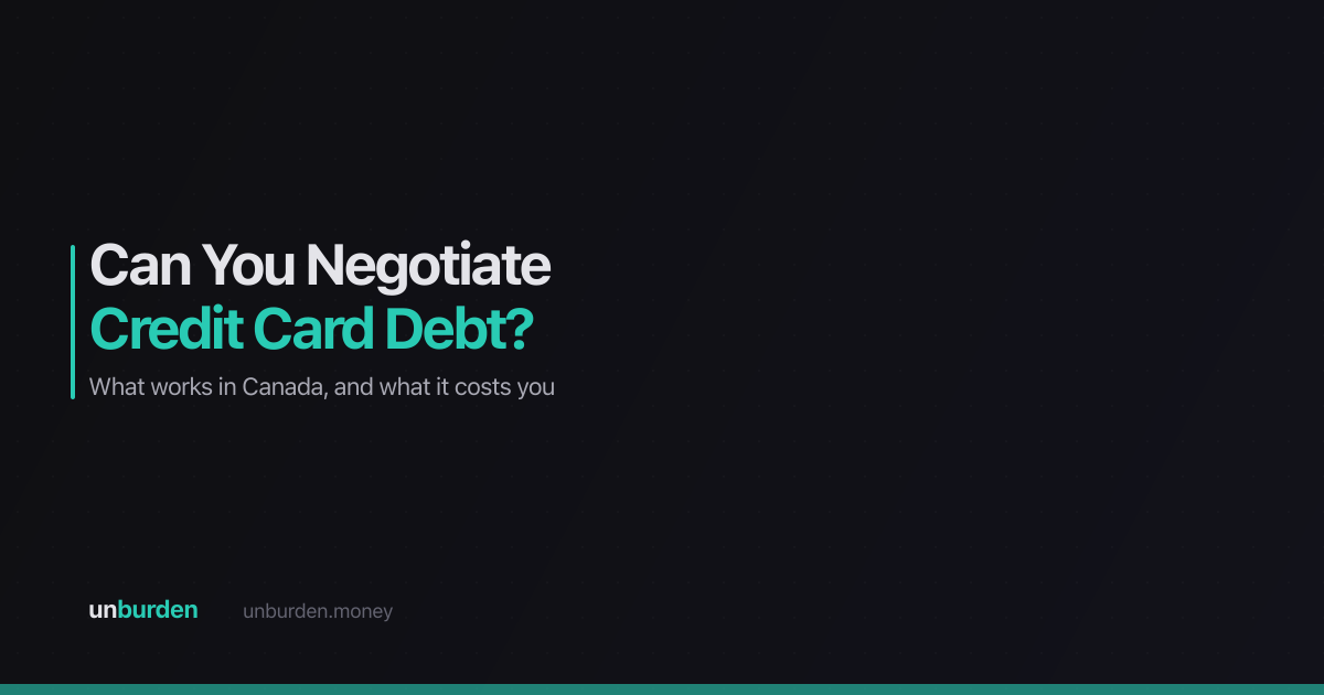 Article hero reading Can You Negotiate Credit Card Debt, with the subtitle what works in Canada and what it costs you
